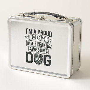 Proud Dog Mom Vintage Engraving Vector Design_1 Metal Lunch Box