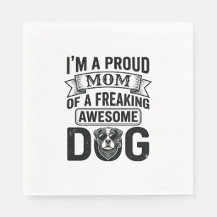 Proud Dog Mom Vintage Engraving Vector Design_1 Napkin