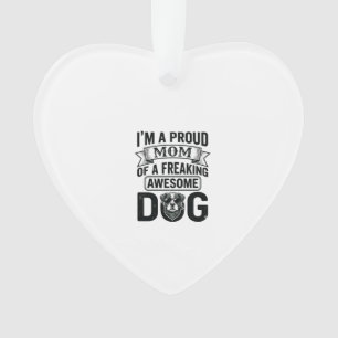Proud Dog Mom Vintage Engraving Vector Design_1 Ornament