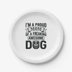 Proud Dog Mom Vintage Engraving Vector Design_1 Paper Plate