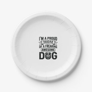 Proud Dog Mom Vintage Engraving Vector Design_1 Paper Plate