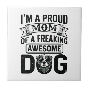 Proud Dog Mom Vintage Engraving Vector Design_1 Tile