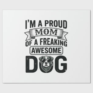 Proud Dog Mom Vintage Engraving Vector Design_1 Wrapping Paper