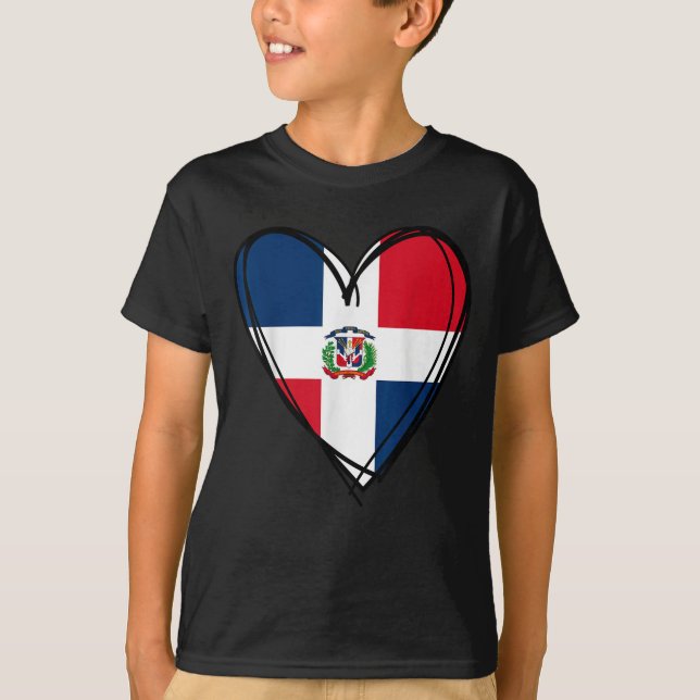 Proud Dominican Boy Girl Aunt Dad Mama Cool Flag H T-Shirt (Front)