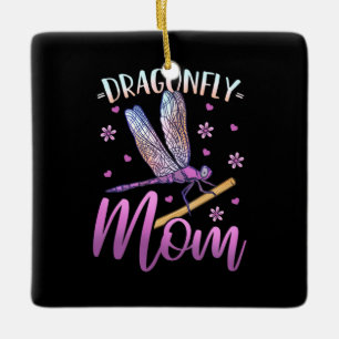 Proud Dragonfly Mom Ceramic Ornament