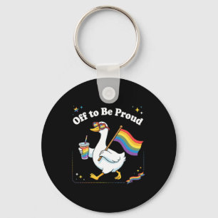 Proud Duck On Parade Rainbow Drink Keychain