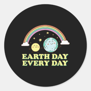 Proud Earth Day Tees Earth Day Every Day Rainbow G Classic Round Sticker