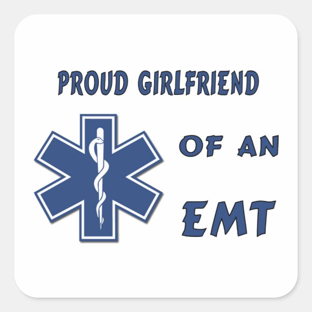 Proud EMT Girlfriend Square Sticker (Front)