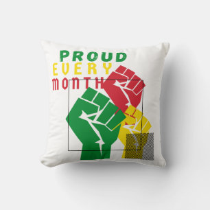Proud every Month Blackj history Fist Throw Pillow