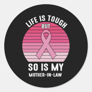 Proud Family Breast Cancer Warrior Mother-in-Law Classic Round Sticker