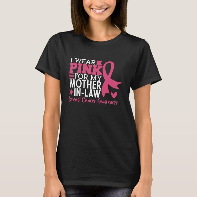 Proud Family Breast Cancer Warrior Mother-in-Law   T-Shirt (Front)