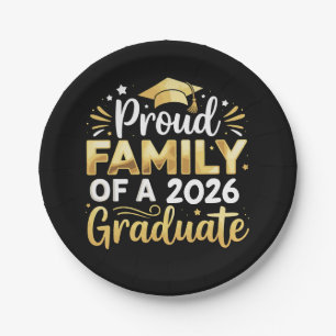 Proud Family Of A 2026 Graduate 26 Gold Graduation Paper Plate