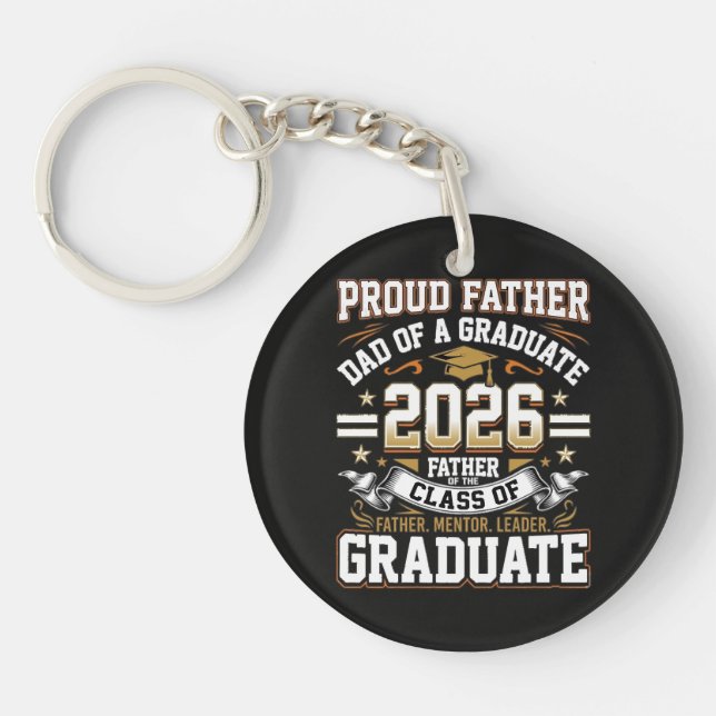 Proud Father Class of 2026 Graduate Keychain (Front)