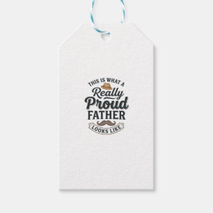 Proud Father Vintage Engraving Quote Design_1 Gift Tags