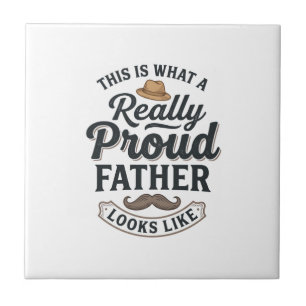 Proud Father Vintage Engraving Quote Design_1 Tile