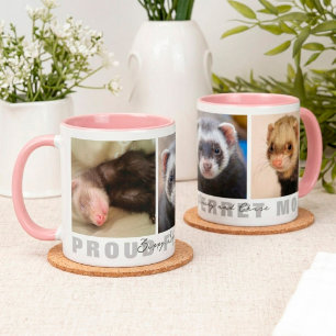 Proud Ferret Mom Custom 3 Photo Collage Mug