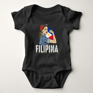 Proud Filipina Woman Girl Philippines Flag Baby Bodysuit