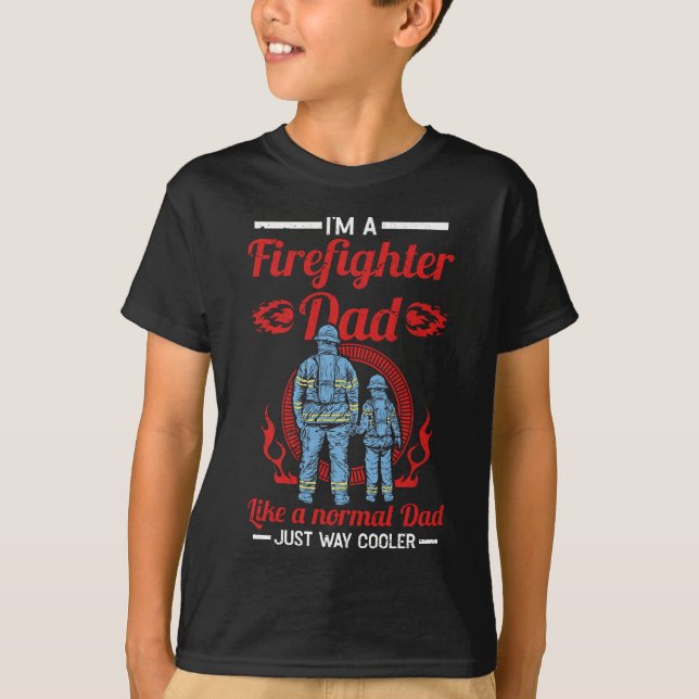 Proud Firefighter Dad Fireman Father with Kids T-Shirt (Front)
