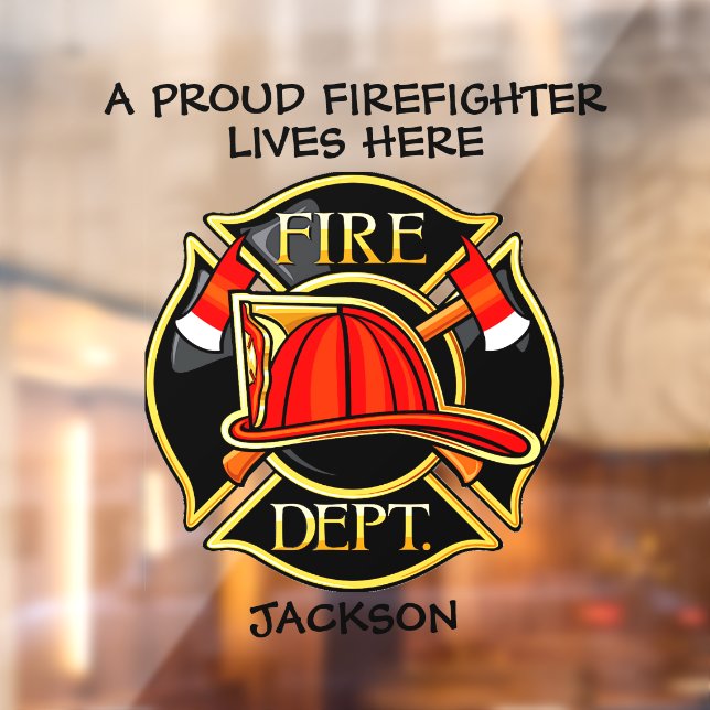 Proud Firefighter Emblem Red and Black    Window Cling (Sheet 2)