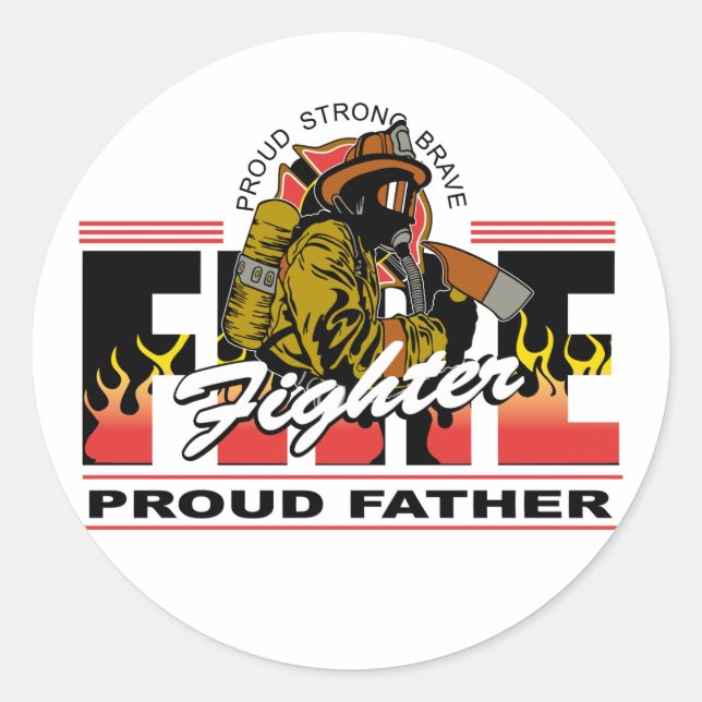 Proud Firefighter Father Classic Round Sticker (Front)