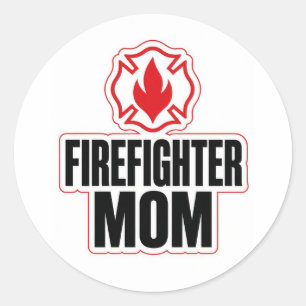 Proud Firefighter Mom Classic Round Sticker