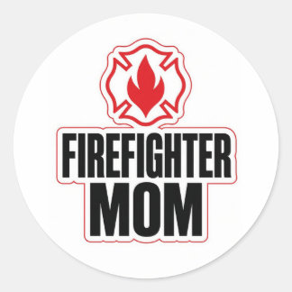Proud Firefighter Mom Classic Round Sticker