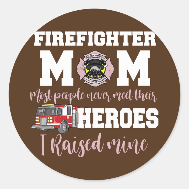 Proud Firefighter Mom Support Thin Red Line Classic Round Sticker (Front)