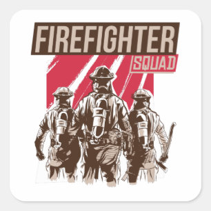 Proud Firefighter Squad Square Sticker