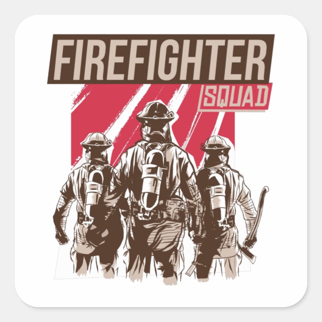 Proud Firefighter Squad Square Sticker (Front)