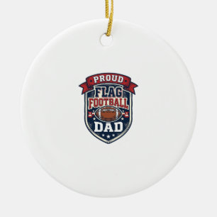 Proud Flag Football Dad Vintage Patriotic Badge De Ceramic Ornament