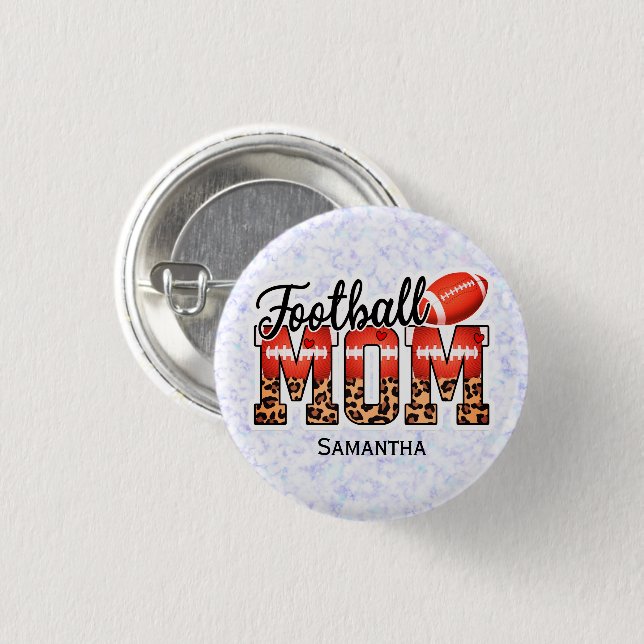 Proud Football Mom – Game Day Enthusiast 1 Inch Round Button (Front & Back)