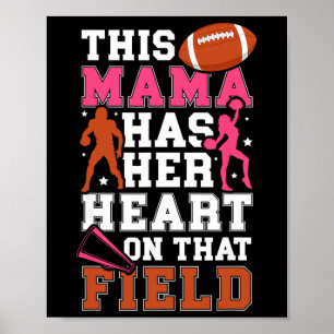 Proud Footll And Cheer Mom Cheerleading And Footll Poster