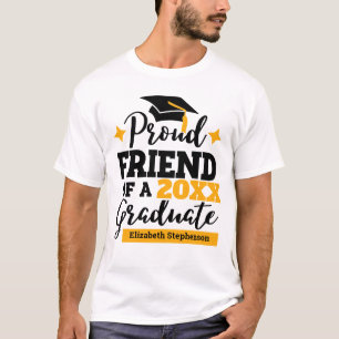 Proud Friend 2022 graduate black gold tassel name T-Shirt