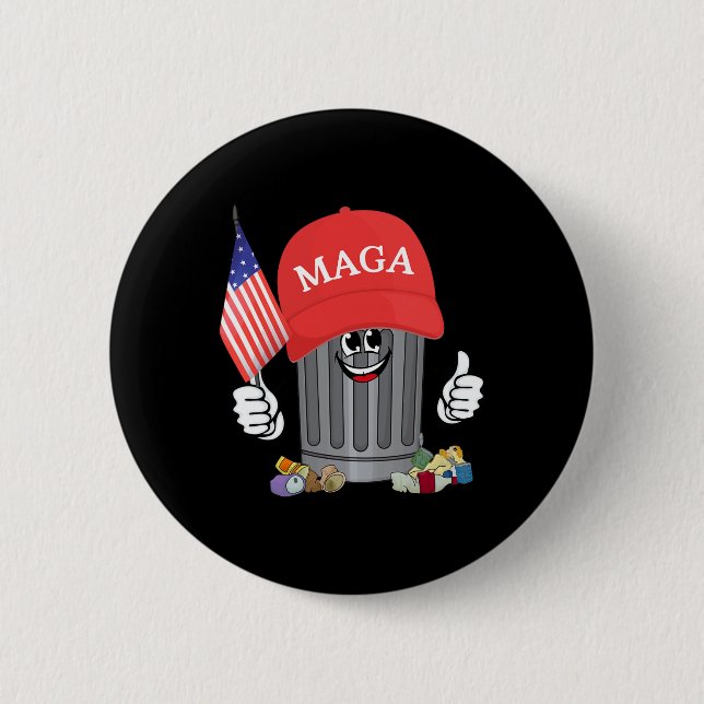 Proud Garbage Trump Supporter Trash Can Cartoon Fu 2 Inch Round Button (Front)