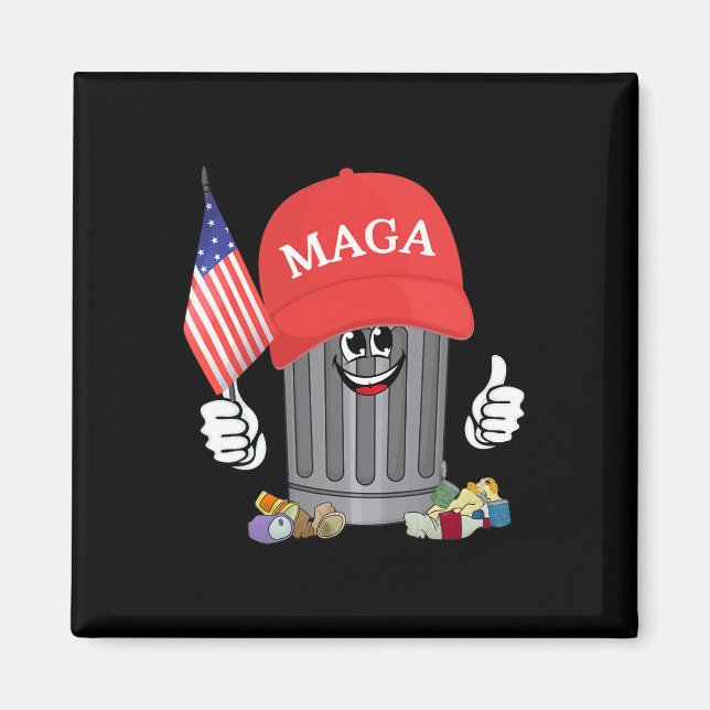 Proud Garbage Trump Supporter Trash Can Cartoon Fu Magnet (Front)