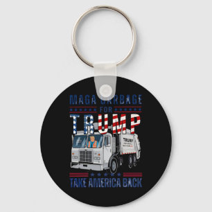 Proud Garbage Trump Supporter Trump Garbage Truck Keychain