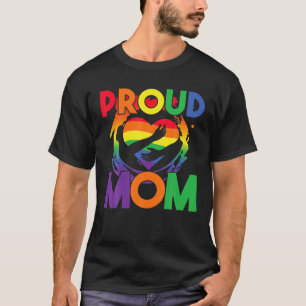 Proud Gay Pride Mom Mothers Day Rainbow LGBT Heart T-Shirt