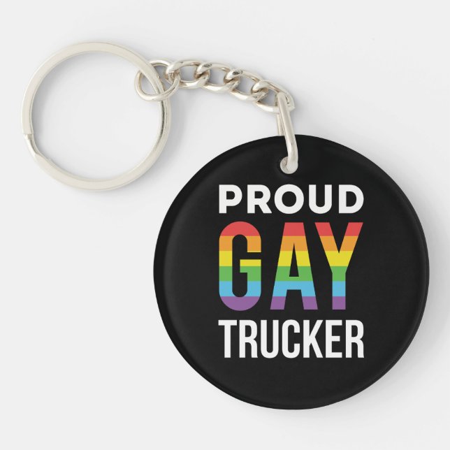 Proud Gay Trucker Keychain (Front)