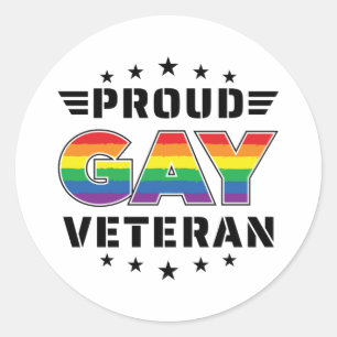 Proud Gay Veteran Pride Month Veteran's Day Classic Round Sticker