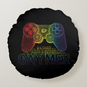 Proud Gaymer, Gay Pride Gaming Round Pillow