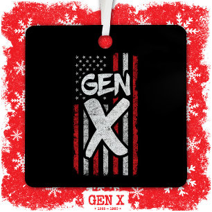 Proud Gen Xer Generation X American Flag Gen X Metal Ornament
