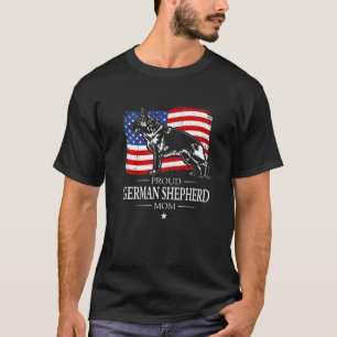 Proud German Shepherd Mom American Flag Patriotic  T-Shirt