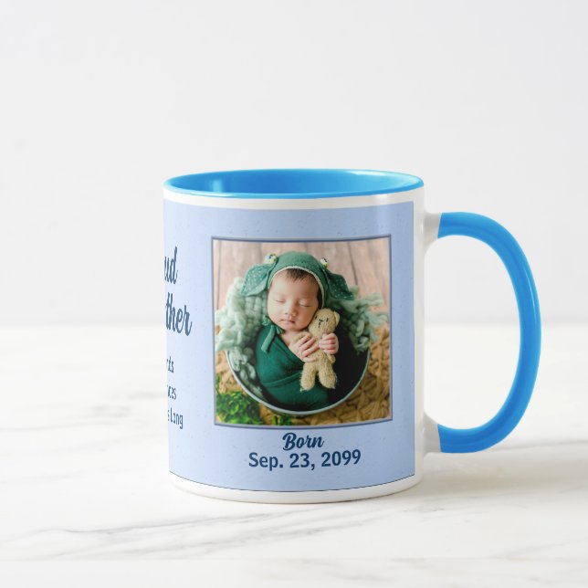 Proud Godfather New Baby Blue Photo Mug (Right)