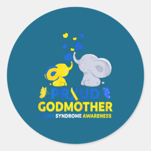 Proud Godmother Down Syndrome Awareness Classic Round Sticker