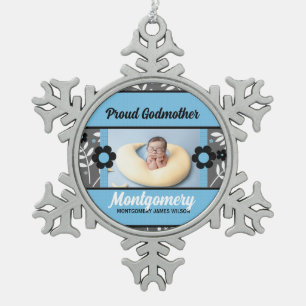 Proud Godmother Photo Ornament   Blue Christmas