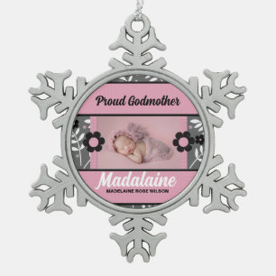 Proud Godmother Photo Ornament   Pink Christmas