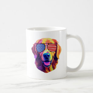 Proud Golden Retriever American Flag sunglasses Coffee Mug