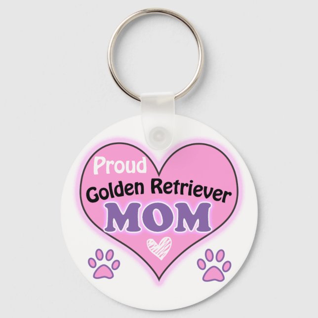 Proud Golden Retriever Mom Keychain (Front)