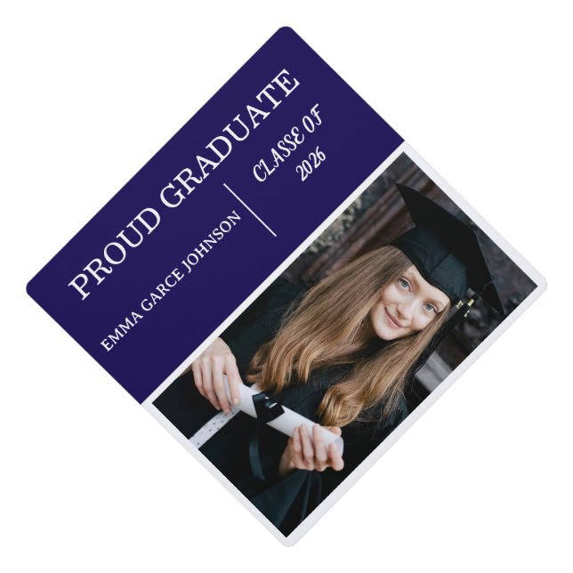 Proud Graduate Photo Magnet Class of 2026 Graduation Cap Topper (Front)