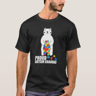 Proud Grandad Bear Autism Awareness Puzzle Piece F T-Shirt